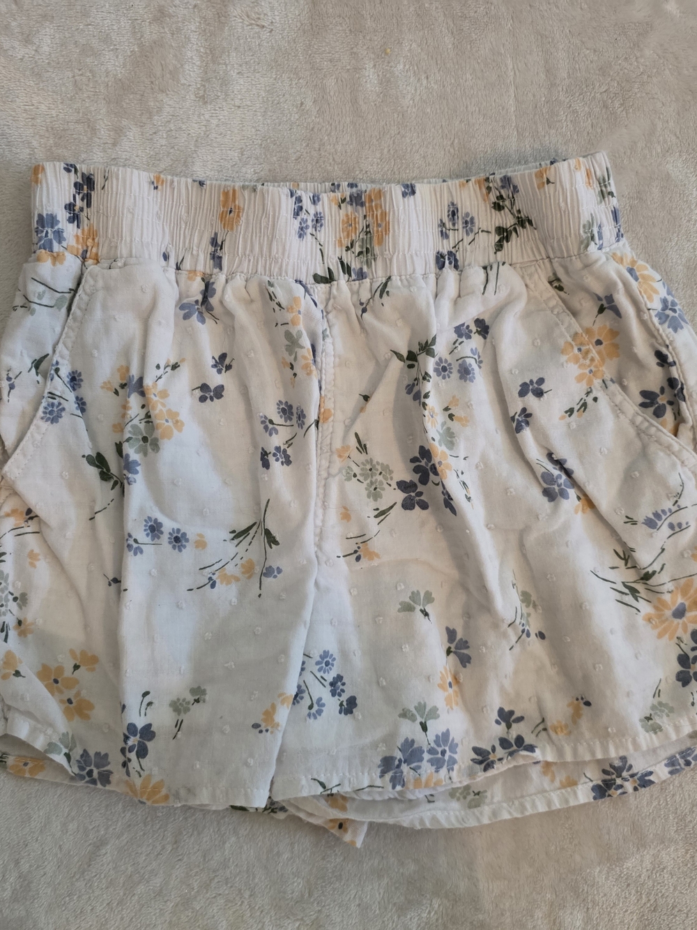 Abercrombie Kids White Floral Smocked Waist Shorts